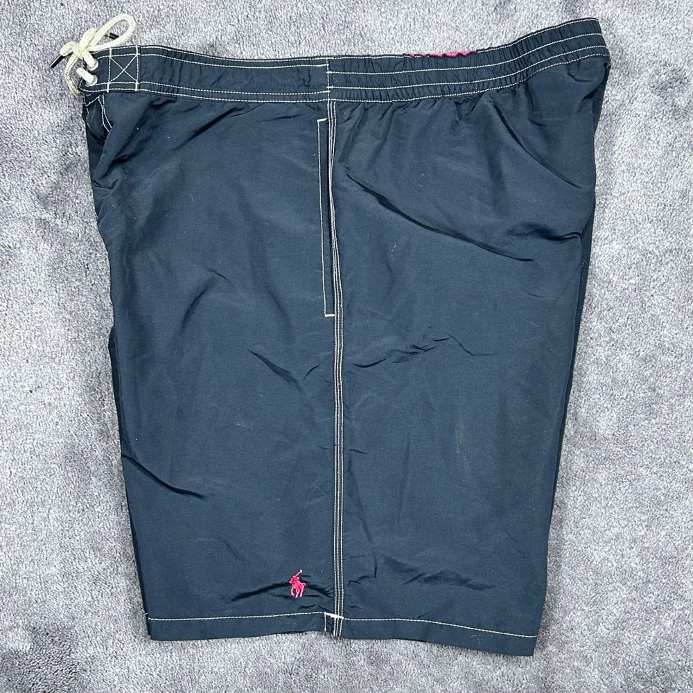 Polo Ralph Lauren Men 40 Black w Red Logo & Emblem Board Style Lined Swim Trunks